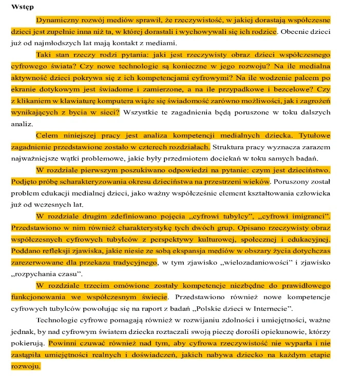 wstęp do pracy magisterskiej wzór